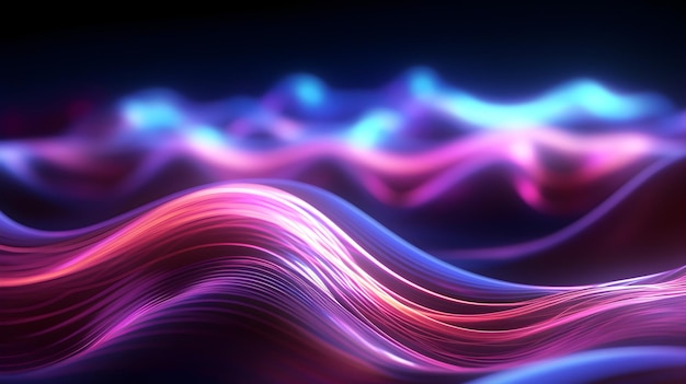 Luminous Waveforms Vibrant Neon Curves in Motion Abstract 3D Background