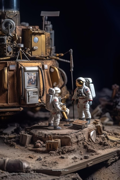 Lunar module landing on a distant planet Astronauts explore symbolizing courage curiosity and the triumph of human ingenuity in cosmic exploration Genererative Ai