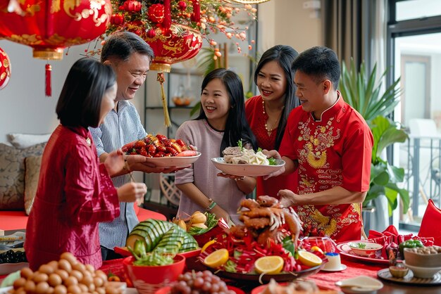 Lunar New Year Family Food Festivities Decoration Celebration