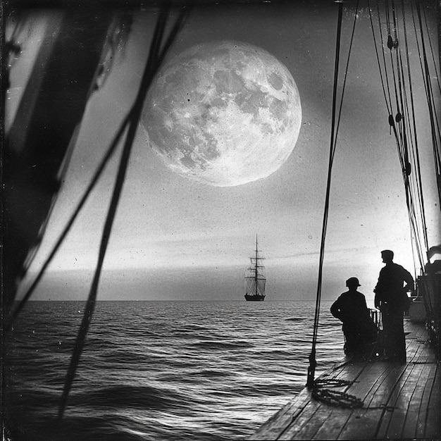 Photo lunar shroud seen from the deck of a cruising transport