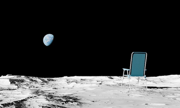 lunar surface with a hammock overlooking the earth NASA elements