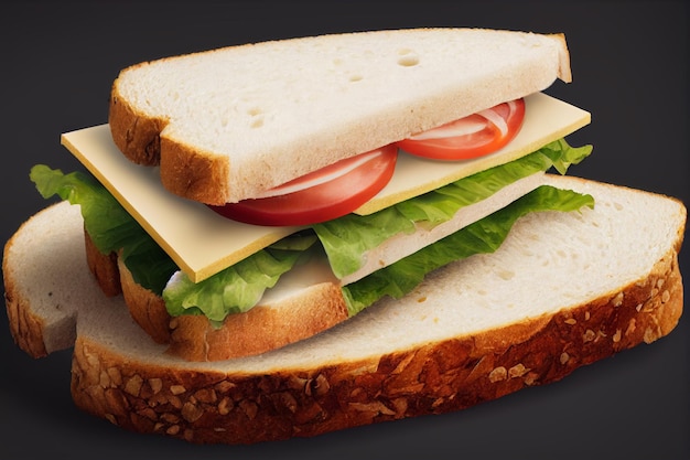 Lunch sandwich with cheese tomatoes salad lettuce