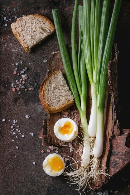 Lunch with vegetables and bread