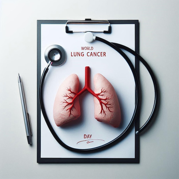 Lung cancer day concept with a stethoscope