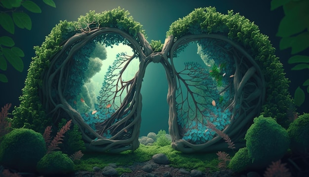 Lungs as a Dreamy and Magical Forest Inviting Viewers to Connect with Nature's Beauty