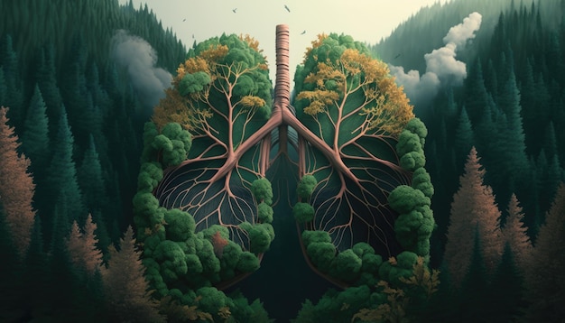 Lungs as a Majestic and AweInspiring Forest Highlighting the Importance of Protecting Natural Habit