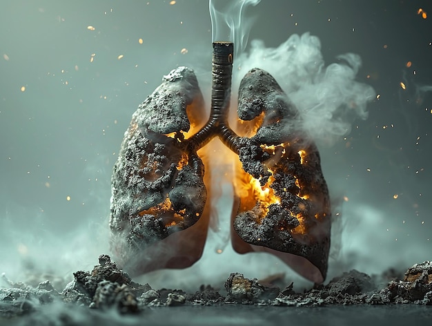 lungs destroyed by cigarette smoking