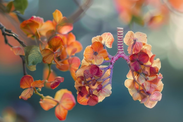 Lungs in the form of flowers nature background