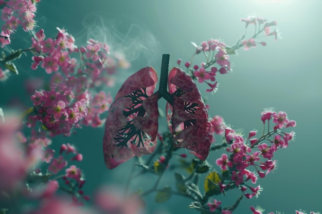 Lungs in the form of flowers nature background