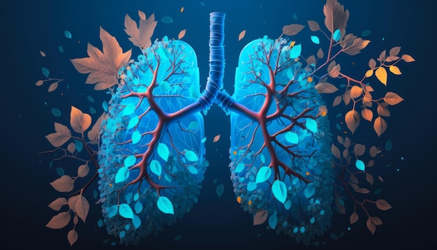 Lungs Formed by Tree Branches - Vital Connection between Nature and Humans - AI generated