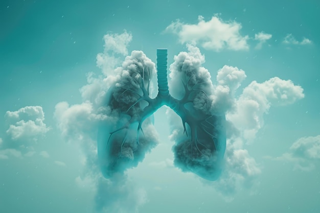 Lungs shaped as cloud smoke dust World Lung Days