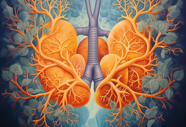 lungs surrounded with orange background