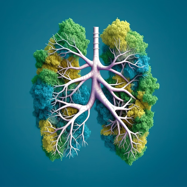 Lungs with branches and leaves