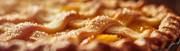 Luscious close up of a homemade peach pie