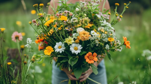 Lush bouquet of vibrant wildflowers