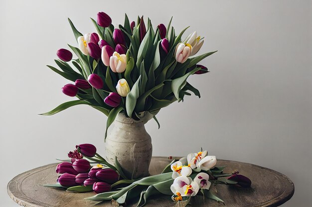 Lush expensive tulips bouquet for gift for spring holiday