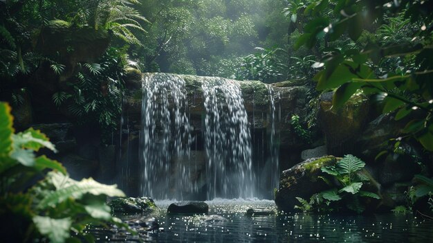 Lush Forest Waterfall Scenery in Nature