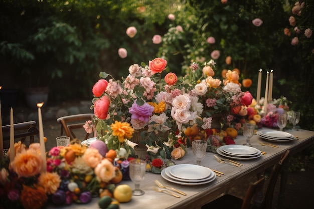 Lush garden filled with flowers for a beautiful centerpiece