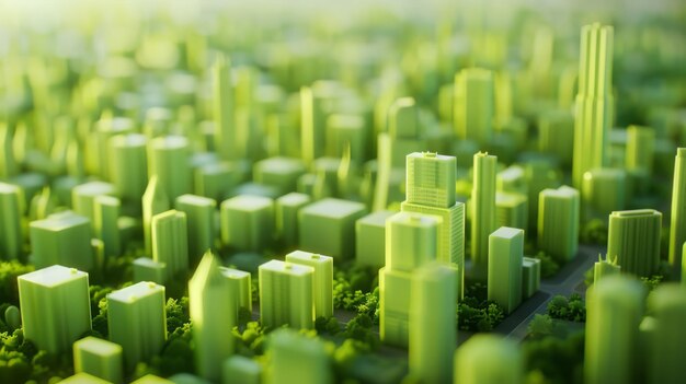 Photo a lush green city model depicting a balanced blend of architecture and nature envisioning a harmonious urban future