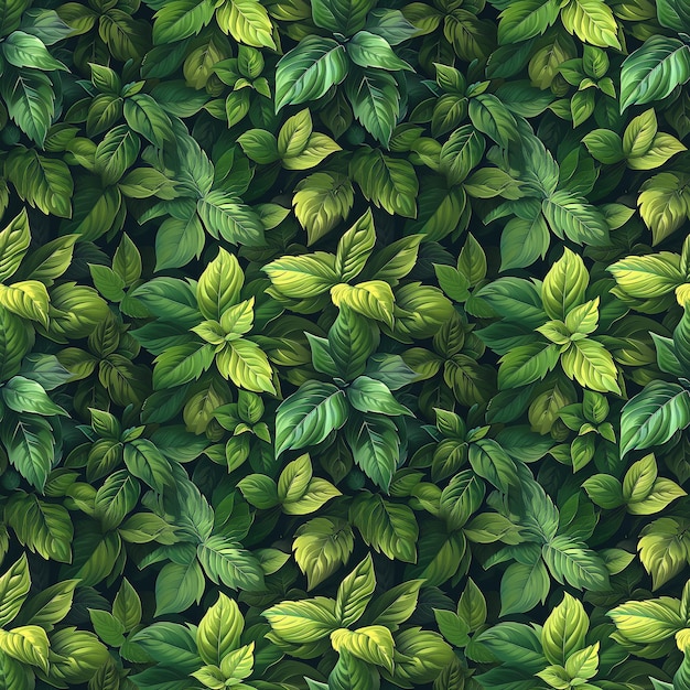 Lush green foliage pattern seamless digital illustration