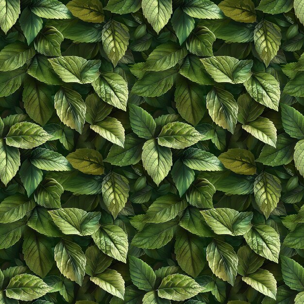 Lush green foliage pattern with detailed leaves