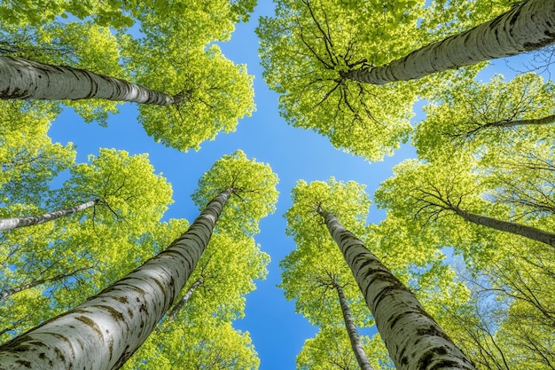 Photo lush green forest with towering trees photo