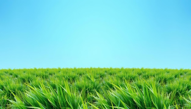 Lush green grass against a clear blue sky