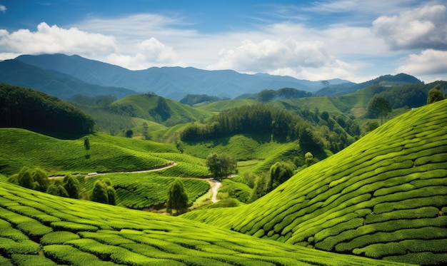 A lush green hillside covered in lots of grass