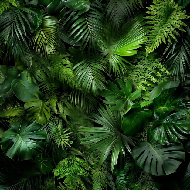 Lush green jungle wall