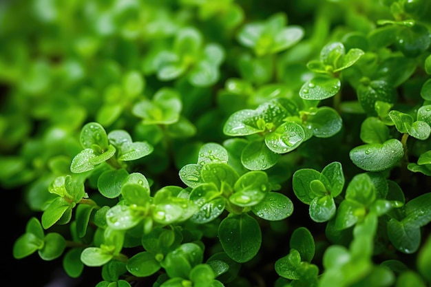 Photo a lush green plant with droplets of water on its leaves