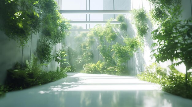 A lush green room with a lot of plants and a window