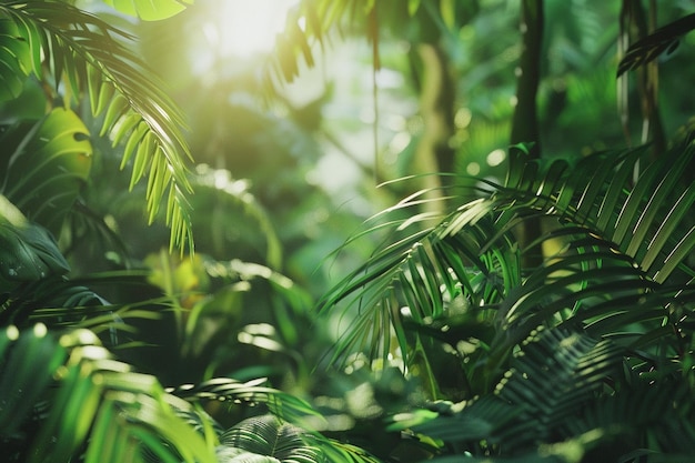 Lush greenery of a tropical rainforest