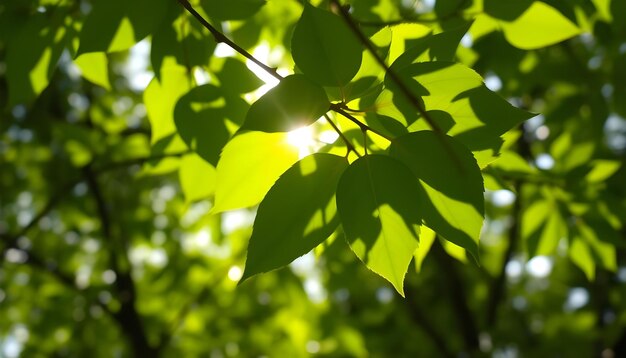 Photo lush greenery with sunlight filtering through leaves