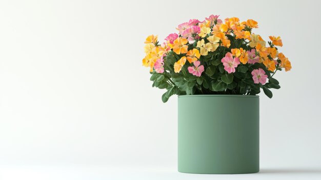 Lush lantana flowers in a green hat box perfect for a lively and natural floral arrangement