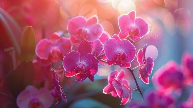 Lush pink orchids blooming beautifully