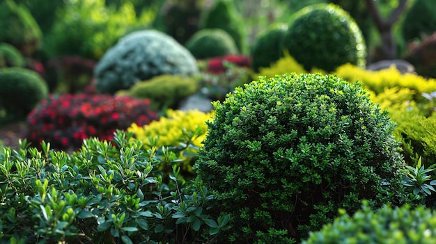 Lush topiary in a garden