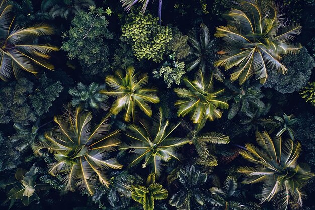 Lush tropical forest aerial photography with wideangle lens