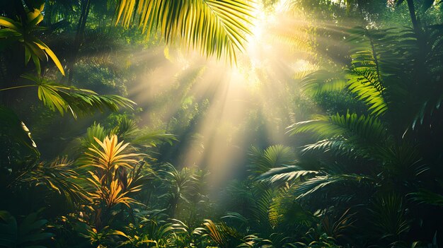 Photo lush tropical paradise a serene tropical jungle scene in southeast asia