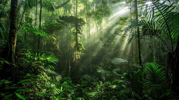 lush tropical rainforest with dense canopy covering the landscape