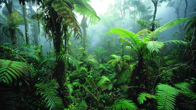 lush tropical rainforest with dense canopy covering the landscape