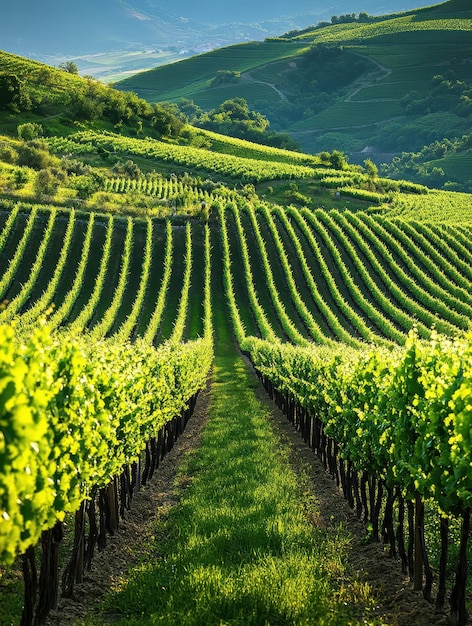 Lush Vineyards Stretching Endlessly Across Rolling Hills