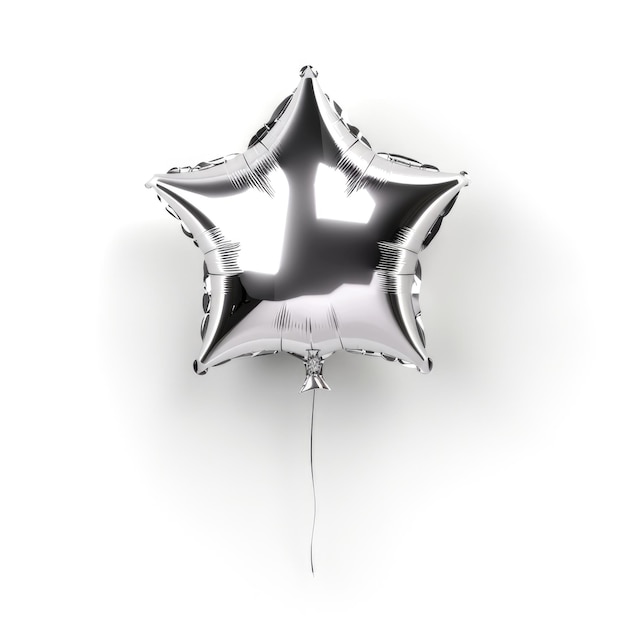 A lustrous starshaped balloon with a sleek metallic finish captures