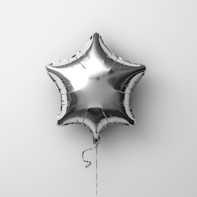 A lustrous starshaped balloon with a sleek metallic finish captures