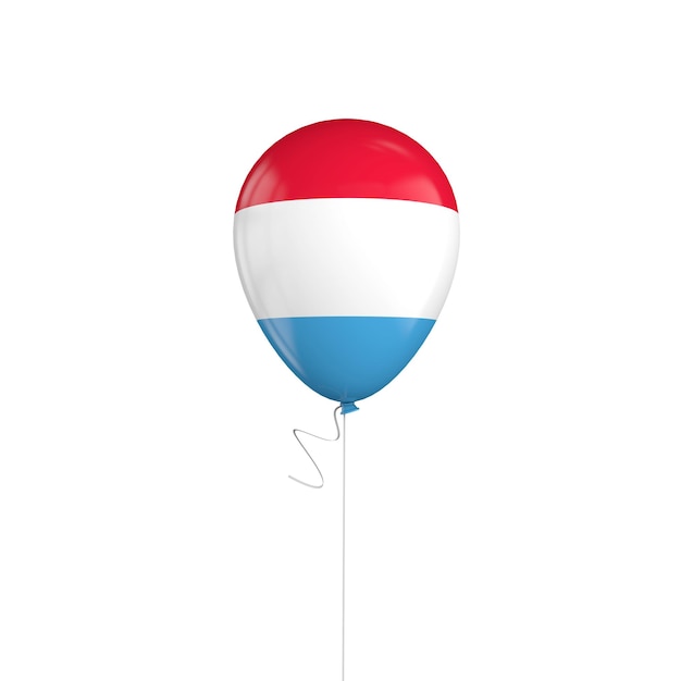 Luxembourg flag balloon on a string 3D Rendering