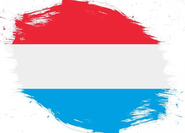 Luxembourg flag on distressed grunge brush background