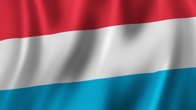 Luxembourg Flag Waving Closeup 3D Rendering With HighQuality Image with Fabric Texture