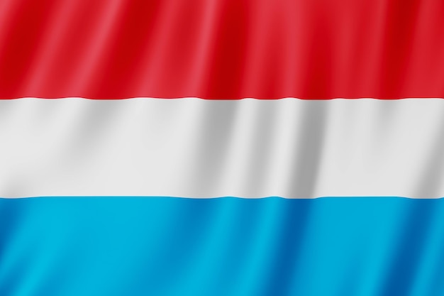 Luxembourg flag waving in the wind.