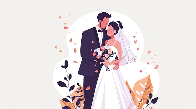 Luxembourg wedding couple vector flat minimalist