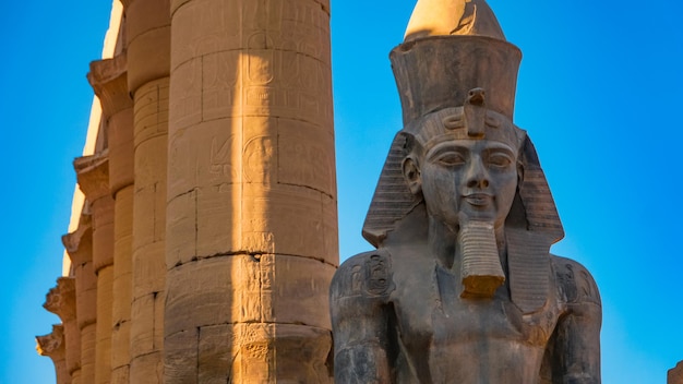 Luxor Temple in Luxor ancient Thebes Egypt Luxor Temple is a large Ancient Egyptian temple complex located on the east bank of the Nile River and was constructed approximately 1400 BCE