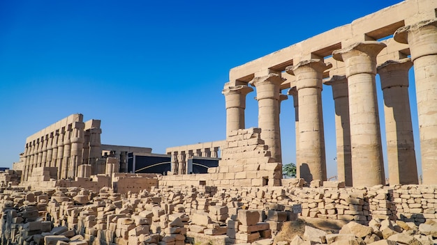 Luxor Temple in Luxor ancient Thebes Egypt Luxor Temple is a large Ancient Egyptian temple complex located on the east bank of the Nile River and was constructed approximately 1400 BCE